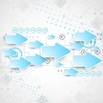 Abstract technological business background with blue arrows 스톡 일러스트