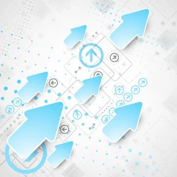 Abstract technological business background with blue arrows 스톡 일러스트