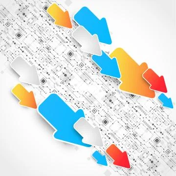 Abstract technological business background with color arrows Stock Illustration