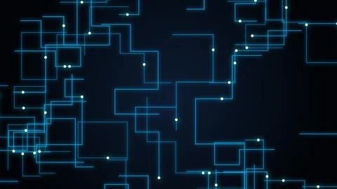 Abstract technological circuit board grid with blue glowing lines and parti.. Stock Footage 346972922
