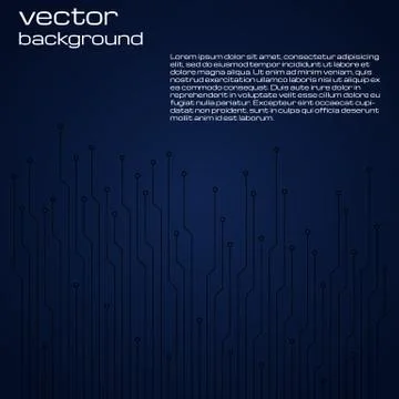 Abstract technological dark blue background with elements of the microchip Stock Illustration