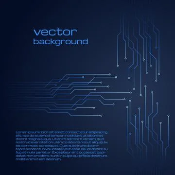 Abstract technological dark blue background with elements of the microchip Stock Illustration
