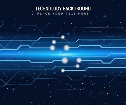 Abstract technological dark blue background with elements of the microchip. C Stock Illustration