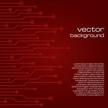 Abstract technological dark red background with elements of the microchip Stock Illustration