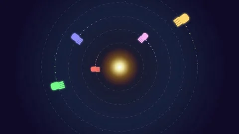 Abstract technological data visualization with glowing neon lines on a dark.. Video stock 344649499