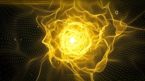 Abstract technological digital virtual tunnel for data transmission in binary Stock Illustration