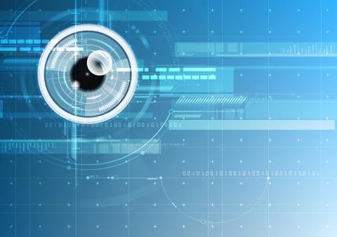 Abstract technological eye scanning hud security identify vector background Stock Illustration