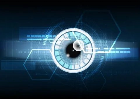 Abstract technological eye scanning hud security vector background Stock Illustration