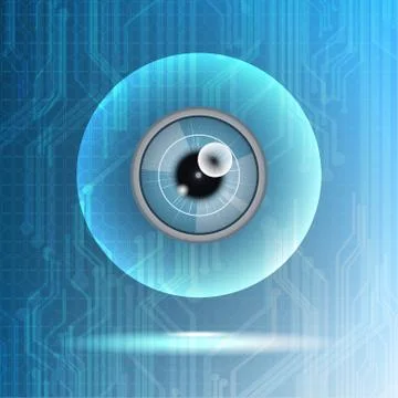 Abstract technological eye scanning isolated object Stock Illustration