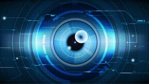 Abstract technological eye scanning security head-up display vector backgroun Stock Illustration
