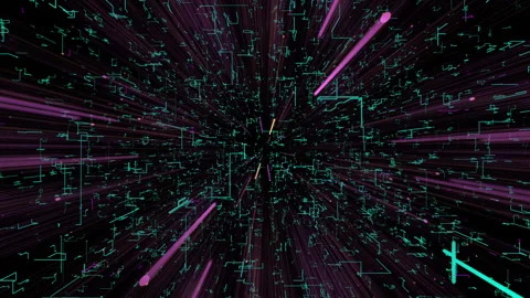 Abstract Technological Flight in Digital Space Stock Footage 315464566