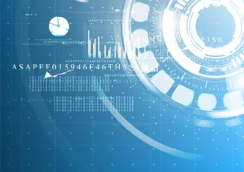 Abstract technological future interface digital blueprint technical drawing v Illustrazione stock