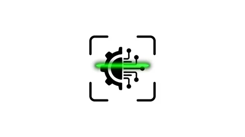 Abstract technological gear and circuit icon in scanning frame motion graphic Stock Footage 346498717