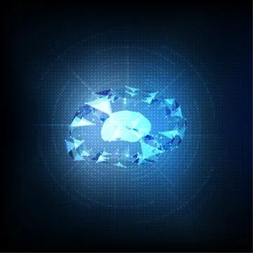 Abstract technological geometric calculating brain vector background Stock Illustration