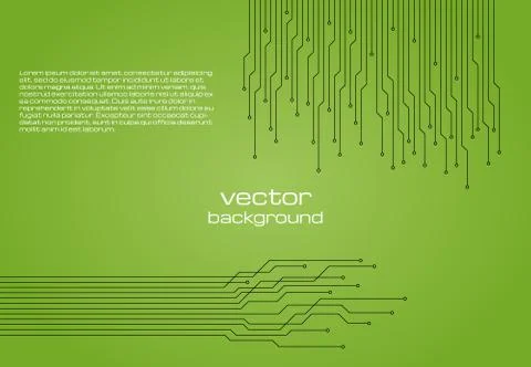 Abstract technological green background with elements of the microchip Stock Illustration