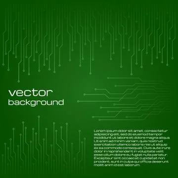 Abstract technological green background with elements of the microchip Illustrazione stock