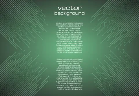 Abstract technological green background with elements of the microchip Stock Illustration