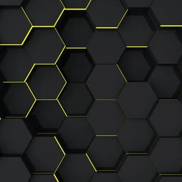 Abstract technological hexagonal background. 3D render Stock Illustration