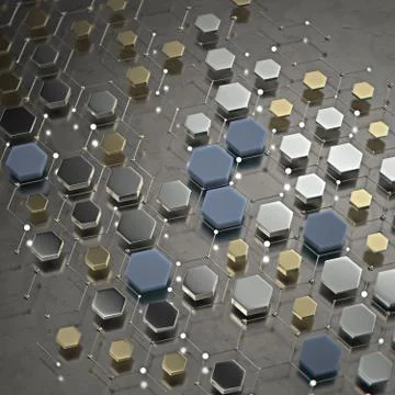 Abstract technological hexagonal background. 3d Stock Illustration