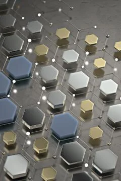 Abstract technological hexagonal background. 3d Stock Illustration