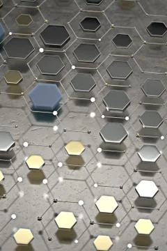 Abstract technological hexagonal background. 3d 스톡 일러스트