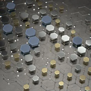 Abstract technological hexagonal background. 3d 스톡 일러스트