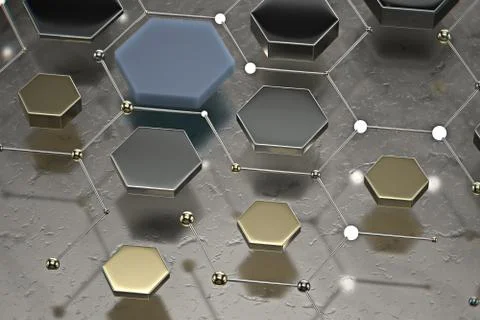 Abstract technological hexagonal background. 3d Stock Illustration
