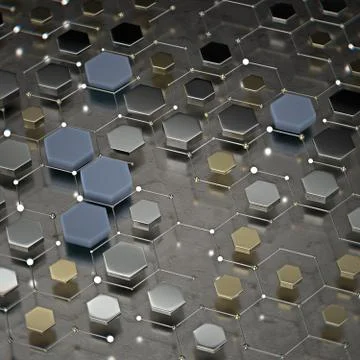 Abstract technological hexagonal background. 3d 스톡 일러스트