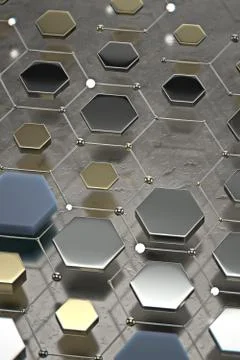 Abstract technological hexagonal background. 3d Illustrazione stock