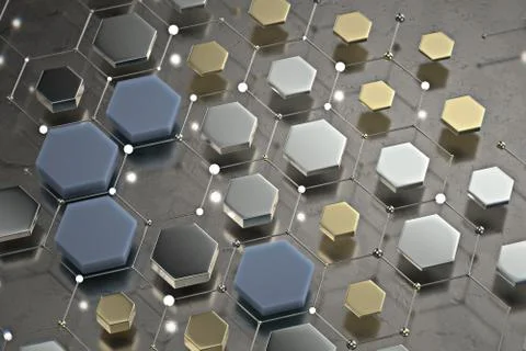 Abstract technological hexagonal background. 3d Stock Illustration