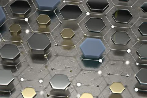 Abstract technological hexagonal background. 3d Illustrazione stock