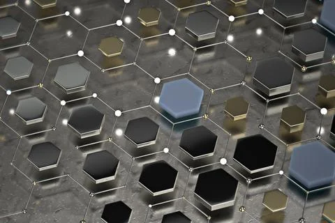 Abstract technological hexagonal background. 3d Illustrazione stock