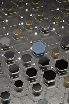 Abstract technological hexagonal background. 3d 스톡 일러스트