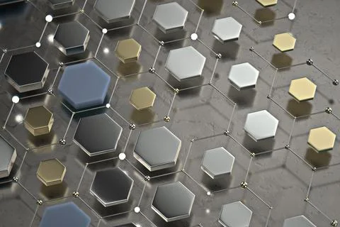Abstract technological hexagonal background. 3d 库存插图