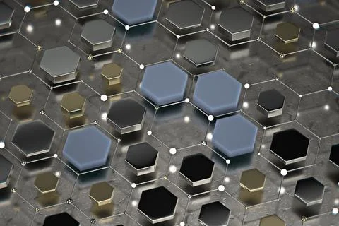 Abstract technological hexagonal background. 3d 스톡 일러스트