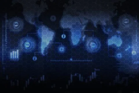 Abstract technological hud blue and white background Stock Illustration