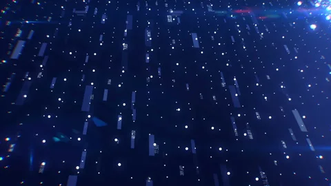 Abstract Technological intro. Techno HUD sci fi background. Blue Video stock 100587721