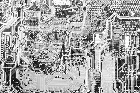 Abstract technological monochrome circuit background Stock Illustration