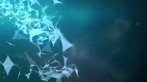 Abstract Technological Network with Geometric Shapes and Glowing Lines Stock Footage 341780713