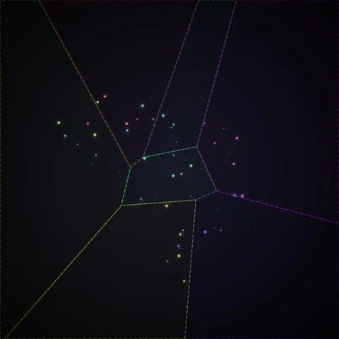 Abstract technological network visualization connecting glowing data points.. Stock Footage 345691030