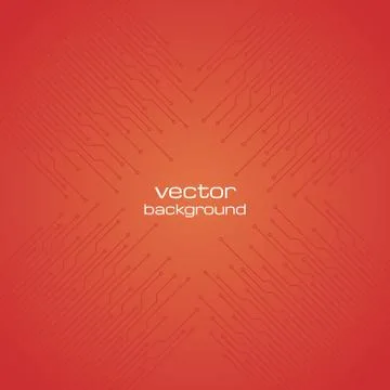 Abstract technological orange background with elements of the microchip Stock Illustration