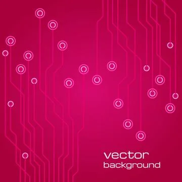Abstract technological pink background with elements of the microchip Illustrazione stock