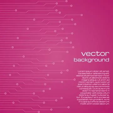 Abstract technological pink background with elements of the microchip Illustrazione stock