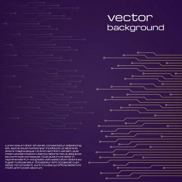 Abstract technological purple background with elements of the microchip Illustrazione stock