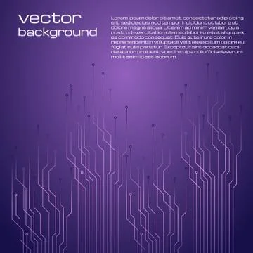 Abstract technological purple background with elements of the microchip Stock Illustration