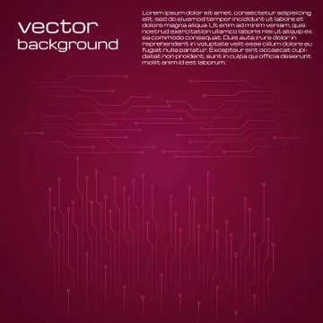 Abstract technological red background with elements of the microchip Stock Illustration