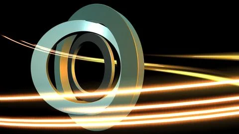 Abstract technological rings with glowing light trails Illustrazione stock