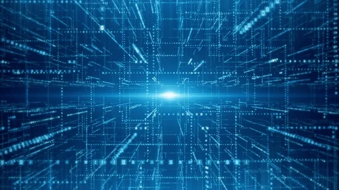 Abstract technological virtual tunnel space with binary digits flow. Stock Footage 120021653