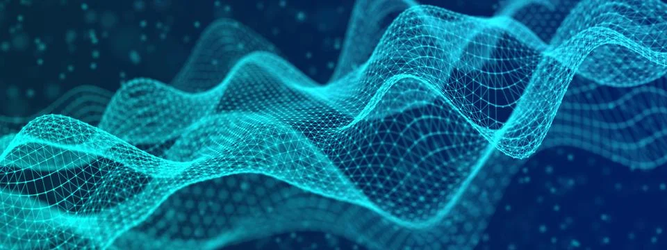 Abstract technological wavy background consisting of triangular mesh 스톡 일러스트