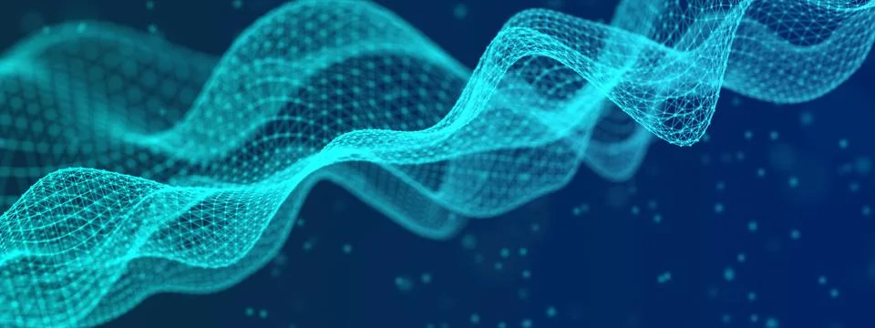 Abstract technological wavy background consisting of triangular mesh 스톡 일러스트